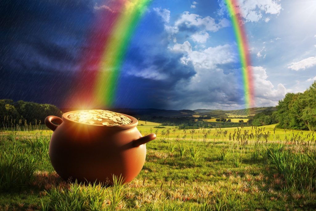 pot of gold with rainbow coming out